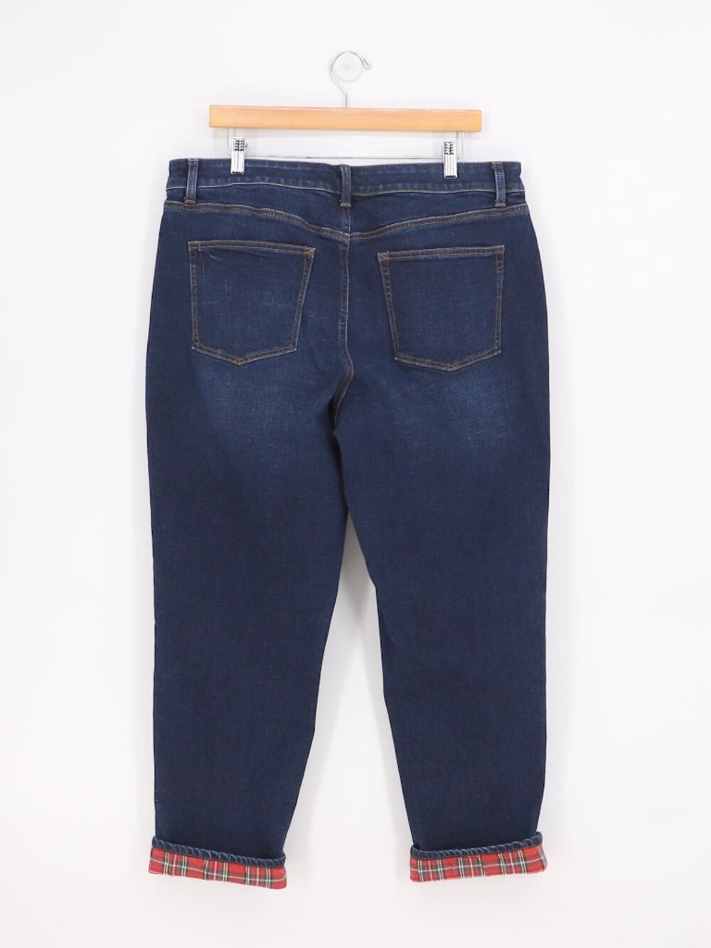 TALBOTS Tartan Trim Everyday Relaxed Jeans - Glacier Wash Det Size 14 - Picture 3 of 8